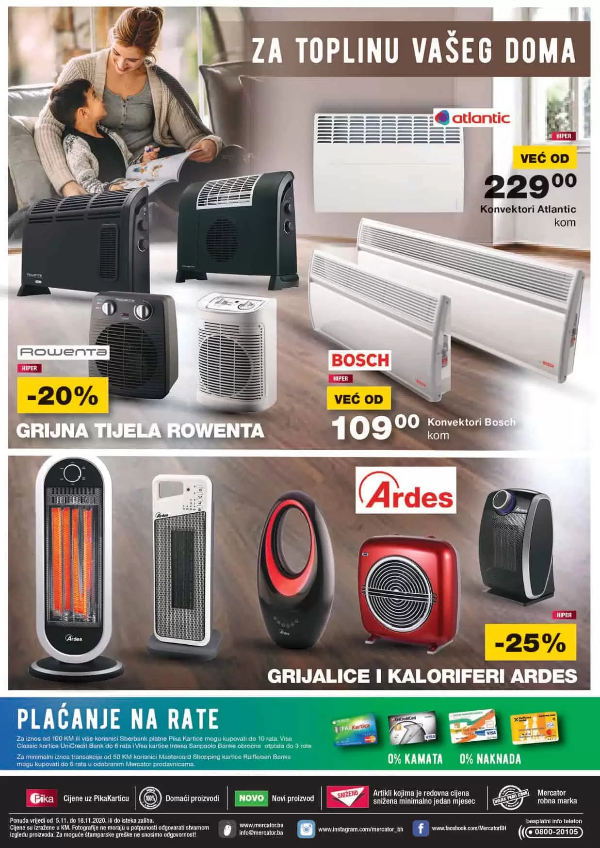 mercator kataloska akcija. mercator snizenje. mercator lozionicka. uredjaji za grijanje