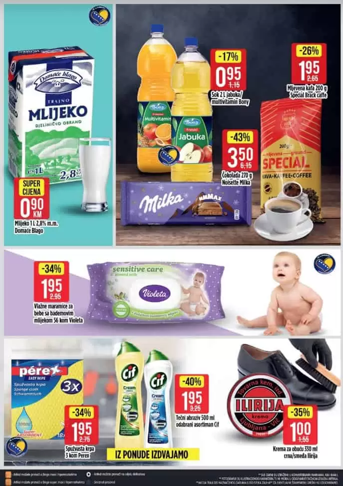 Milka cokolada. Mlijeko. specijal brnack kafa cijena. milka cijena. violeta vlazne maramice. koje vlazne maramice za bebe su najvolje. cif sredstvo za ciscenje. perex truleks. ilirija krema za cipele cijena.
