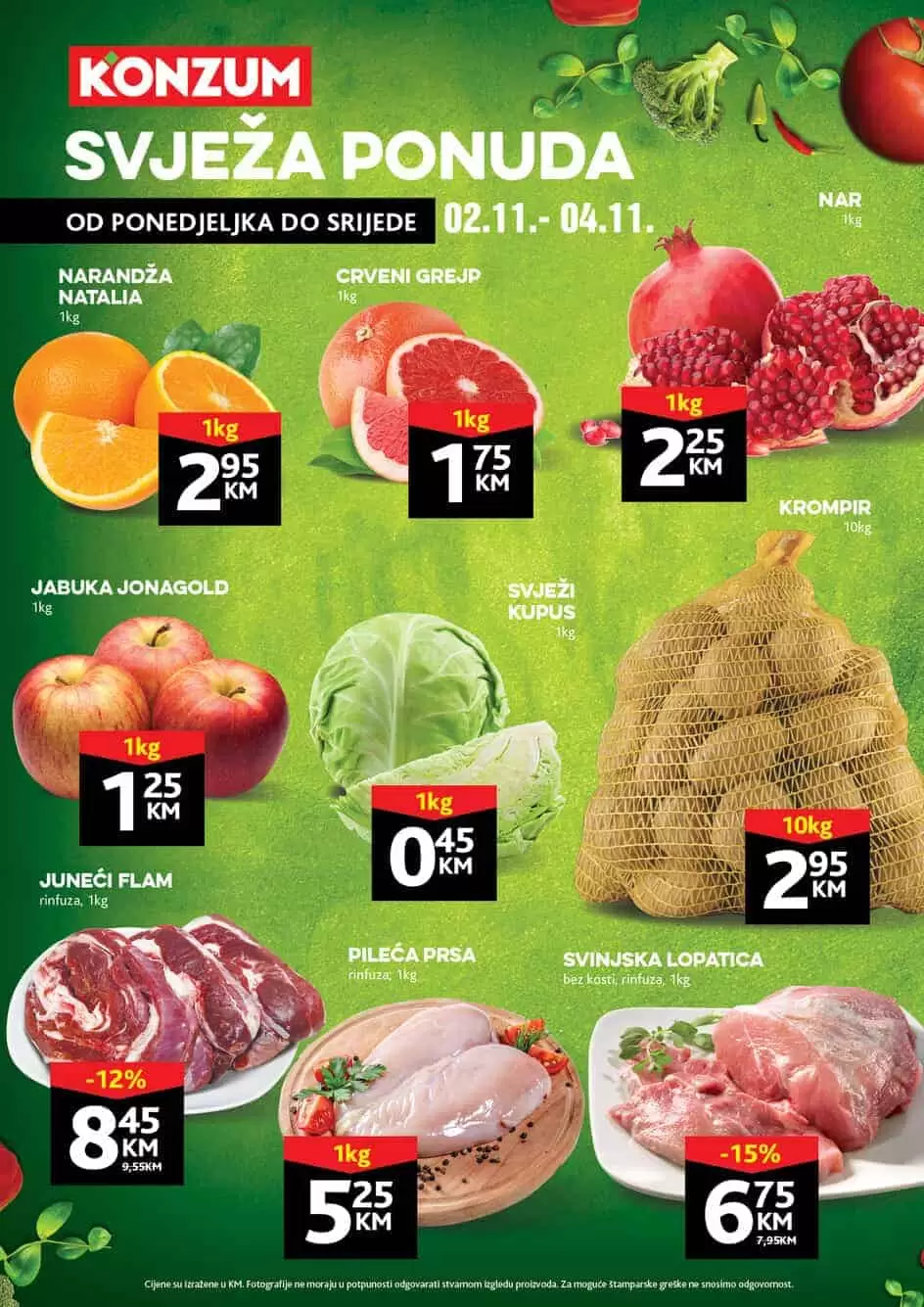 svjeza ponuda. konzum svjeza ponuda. snizenje u konzumu. gdje kupiti voce i povrce. 