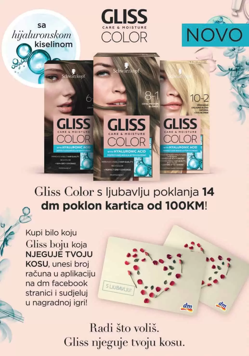gliss boja za kosu. gliss nagradna igra. poklon uz kupovinu.