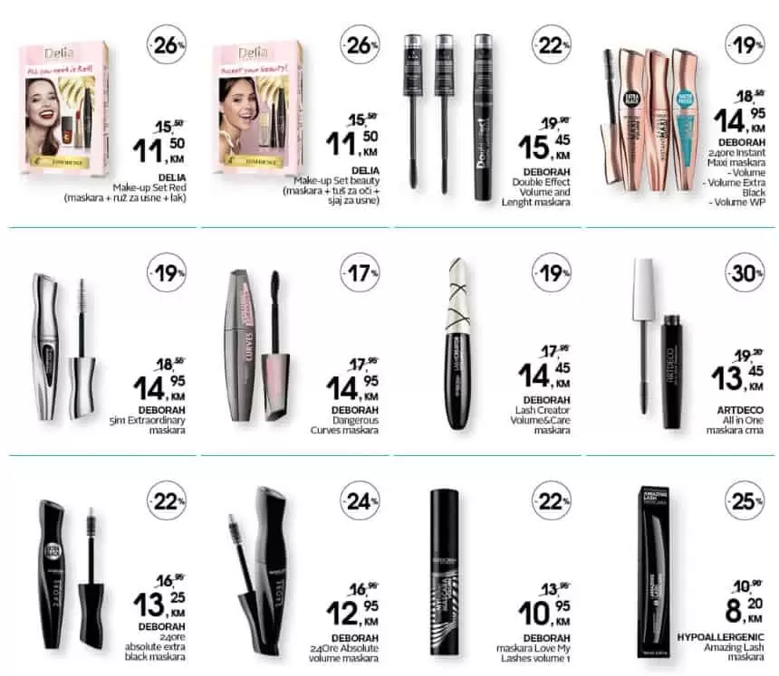 deborah maskara. deborah puder. sminka. dekorativna kozmetika.