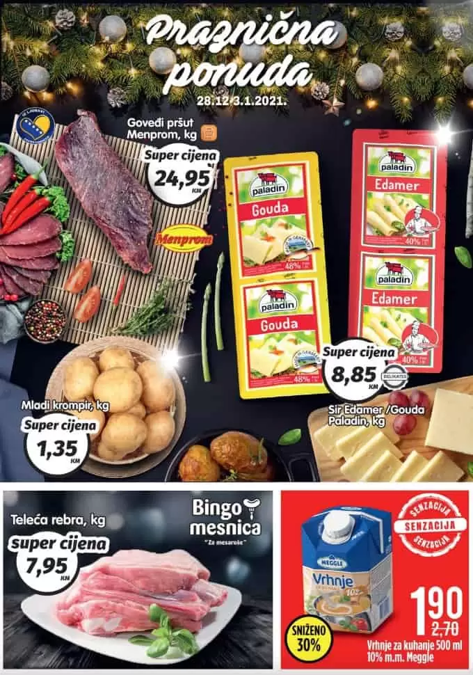bingo praznicna ponuda 28.12.2020-3.1.2021. godine. super akcija. popust. katalog. snizenje. bingo katalog. kralj dobrih cijena. najnize cijene. 