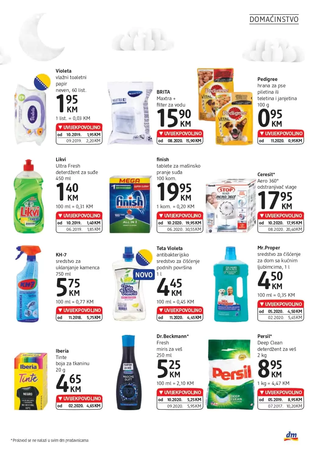 zdrava hrana dm. snizenje u dmu. persil dm . vioelta dm.