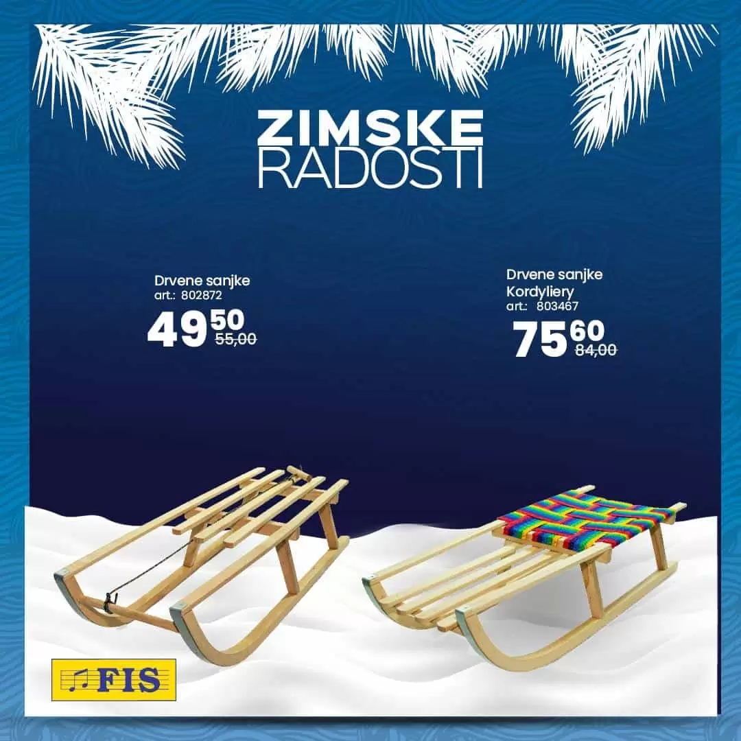 zimske radosti u fisu. snizenje sanki. 