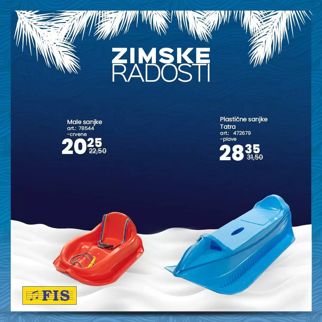 zimske radosti u fisu. snizenje sanki. 