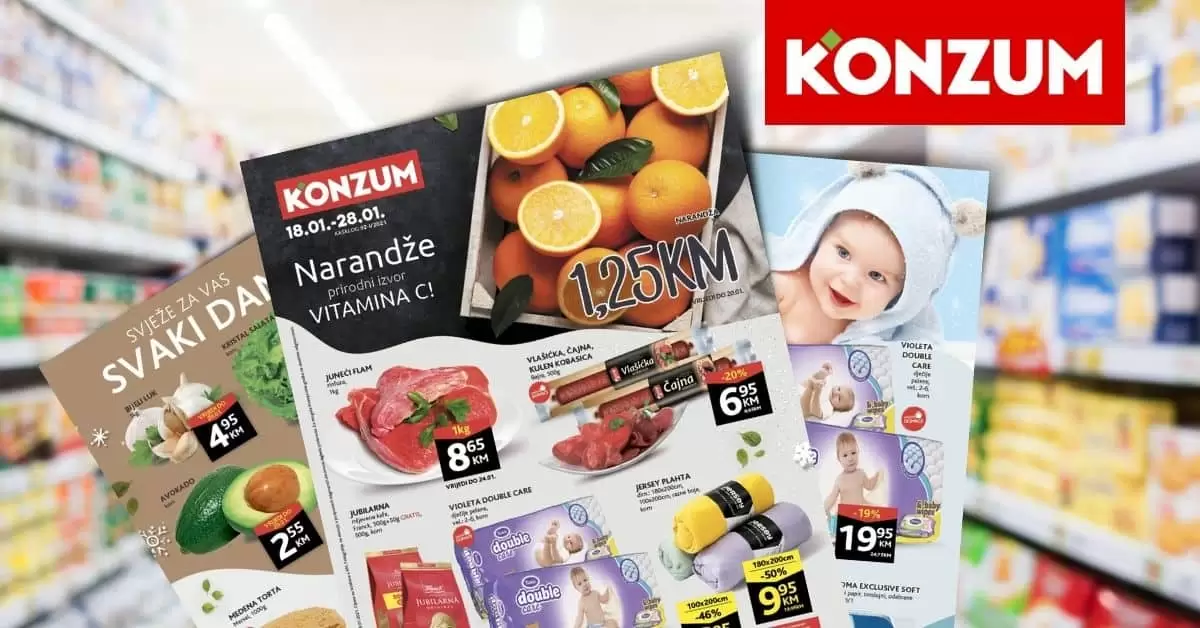 Konzum akcijski katalog. korona virus. snizenje. akcija. popusti. snizeno.