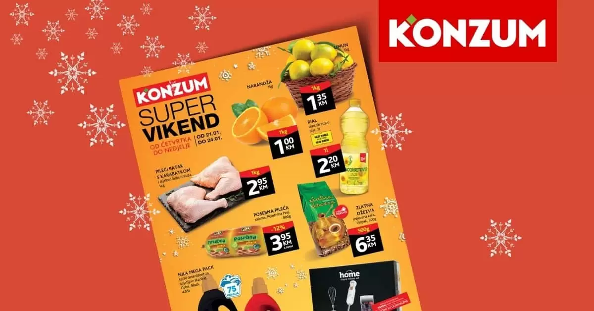 Konzum akcijski katalog. korona virus. snizenje. akcija. popusti. snizeno.