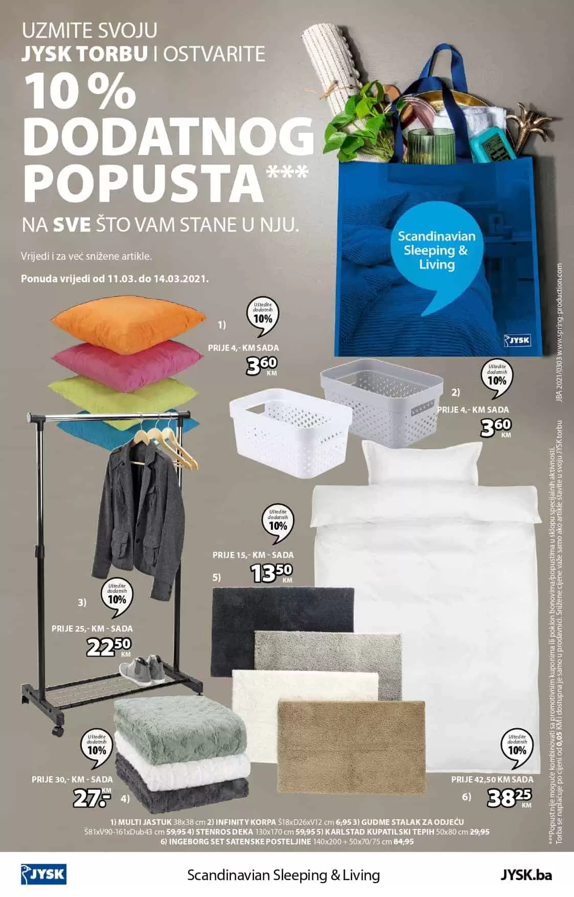 Jysk akcijski katalog. letak. snizeno. snizenje. popust. usteda. usteda novca. 