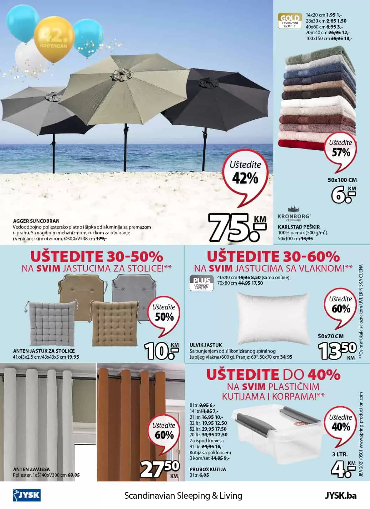 Jysk akcijski katalog. letak. snizeno. snizenje. popust. usteda. usteda novca. 