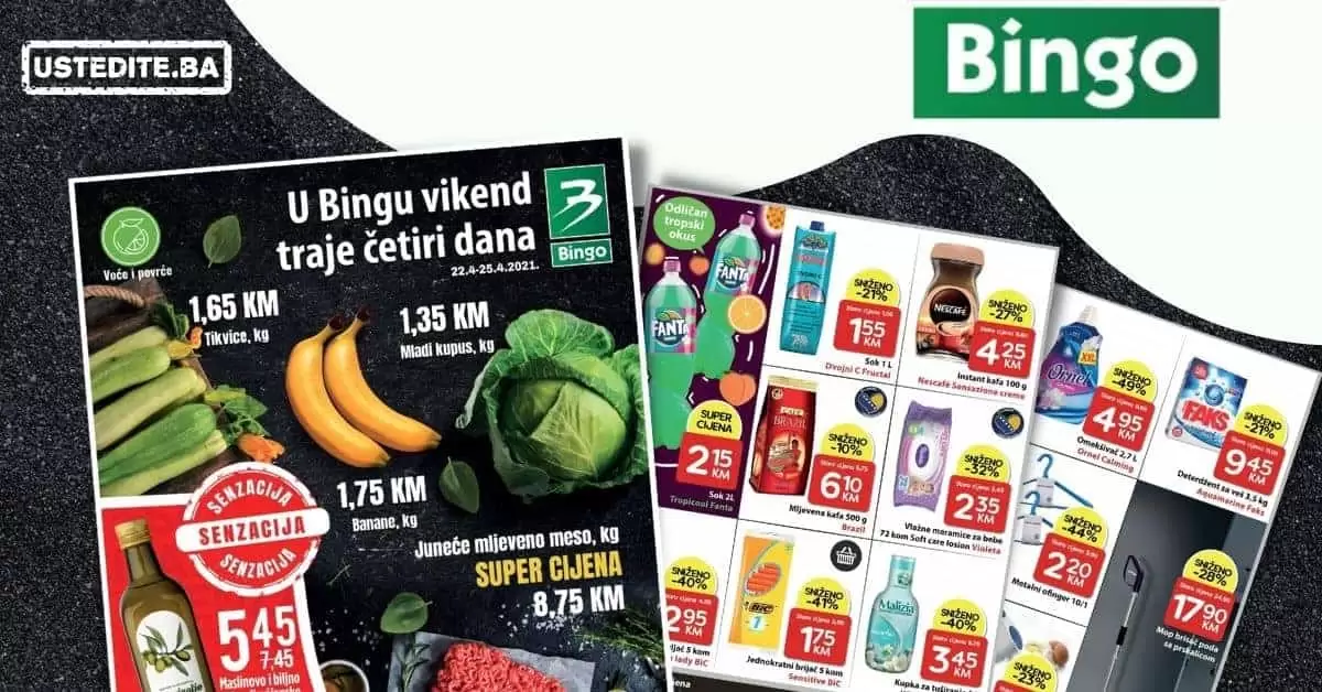 Bingo super akcija. bingo kljad dobrih cijena. snizeno. akcija. popust.