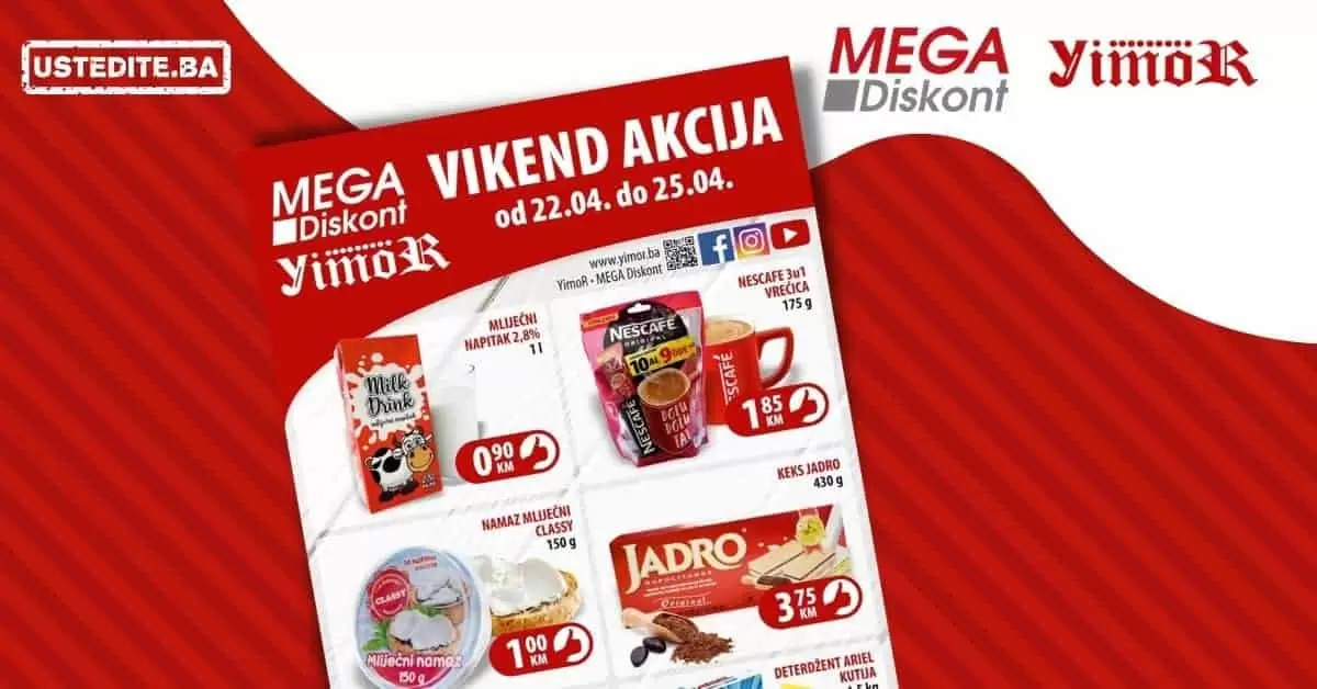 mega diskont super akcija. mega doskont snizenje. yimor super cijene. akcija. popusti. katalozi. najbolje cijene bez dileme