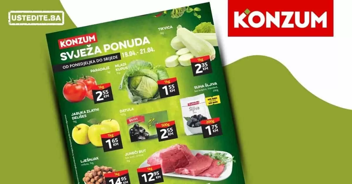 Konzum akcijski katalog. korona virus. snizenje. akcija. popusti. snizeno.