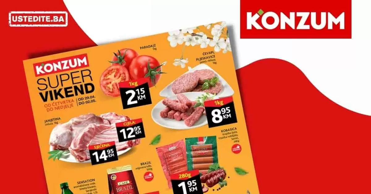 Konzum akcijski katalog. korona virus. snizenje. akcija. popusti. snizeno.