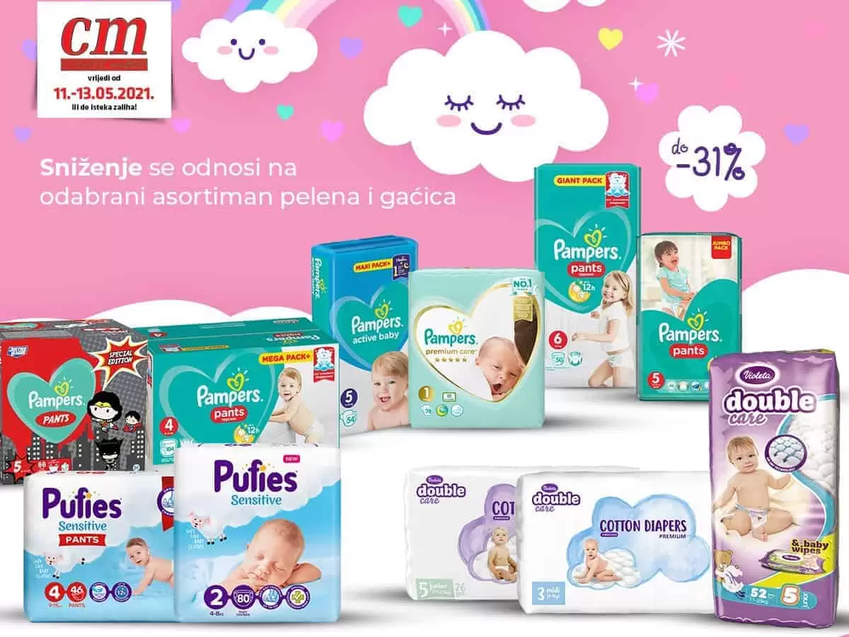 "Preporodili smo se kada smo počeli koristiti pelene gaćice. Jedina zamjerka je ta što ih nismo probali ranije." - Mia (mama), 26. Potražite sniženje odabranog asortimana pelena i gaćica u cm-u, do -31%!
