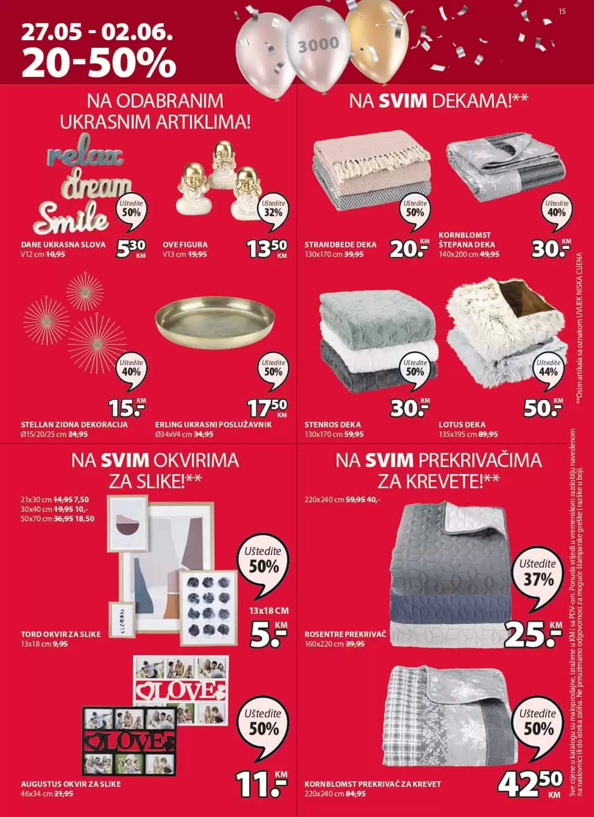 Jysk akcijski katalog. letak. snizeno. snizenje. popust. usteda. usteda novca. 