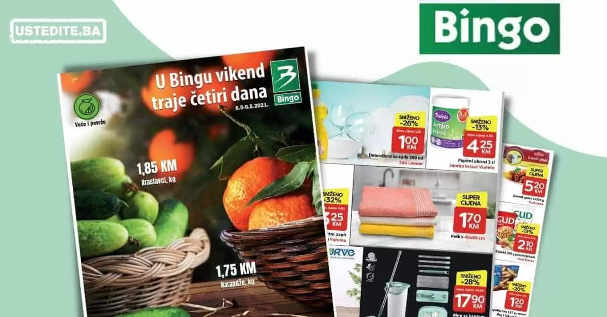 Bingo super akcija. bingo kljad dobrih cijena. snizeno. akcija. popust.