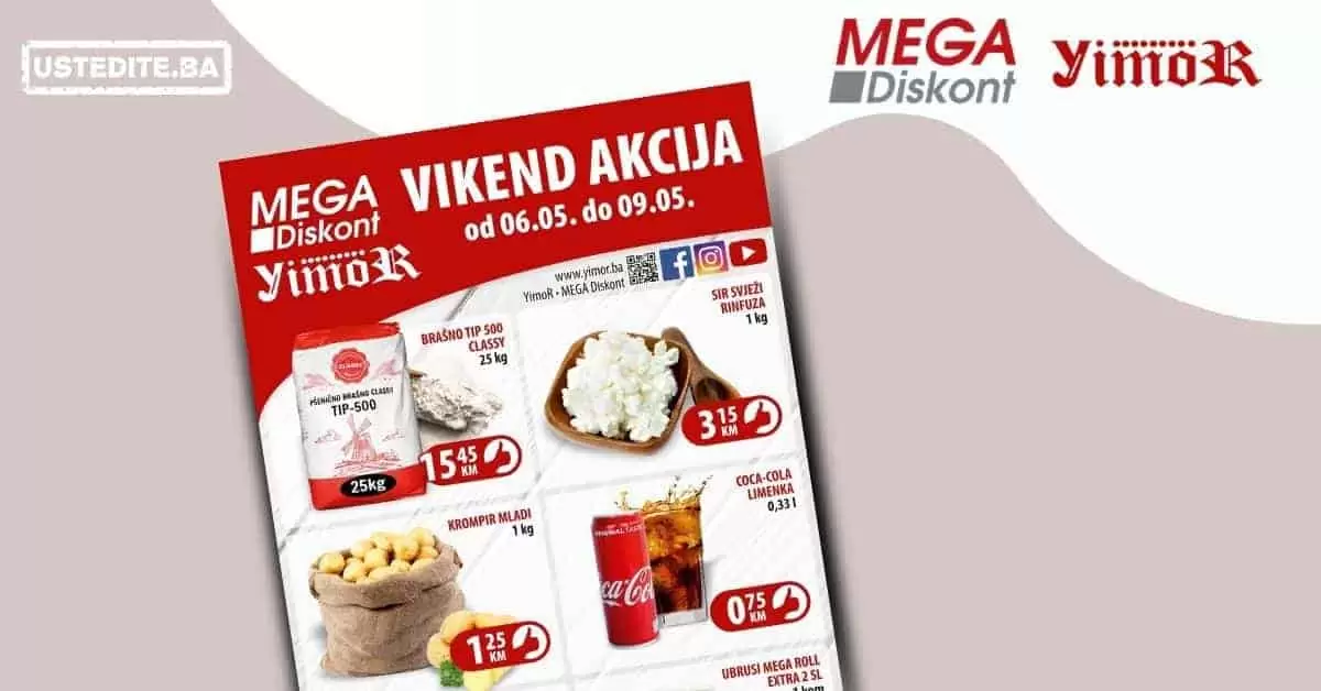 mega diskont super akcija. mega diskont snizenje. yimor super cijene. akcija. popusti. katalozi. najbolje cijene bez dileme