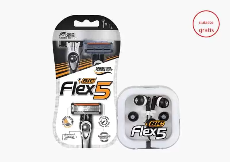 BIC  Kupovinom jednog pakovanja BIC Men Flex5 brijača od 3 komada, na kasi preuzmite slušalice na poklon.