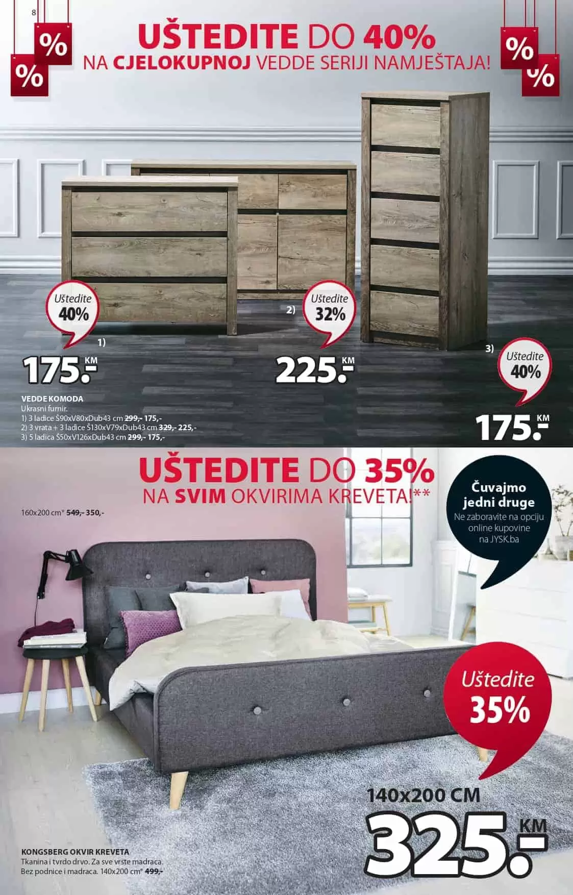 Jysk akcijski katalog. letak. snizeno. snizenje. popust. usteda. usteda novca.