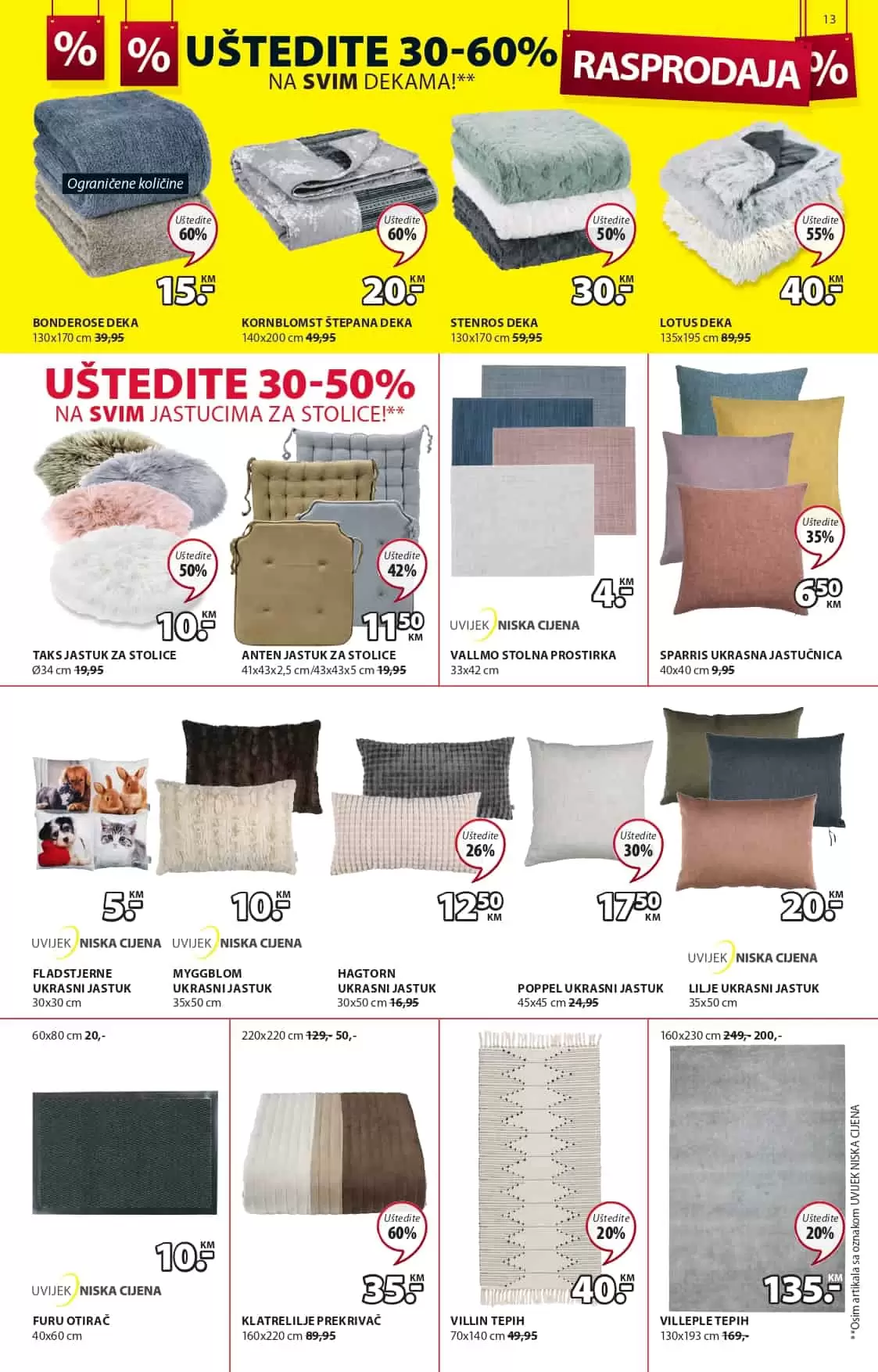 Jysk akcijski katalog. letak. snizeno. snizenje. popust. usteda. usteda novca. 