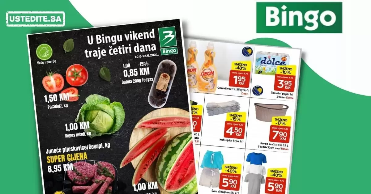 Bingo super akcija. bingo kljad dobrih cijena. snizeno. akcija. popust.