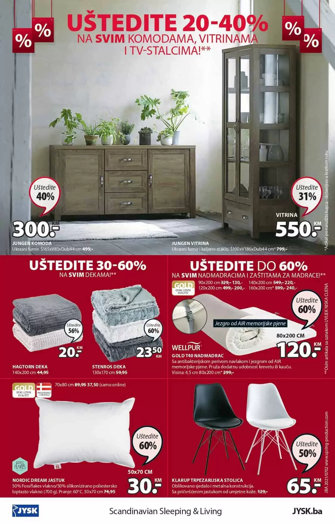 Jysk akcijski katalog. letak. snizeno. snizenje. popust. usteda. usteda novca. 