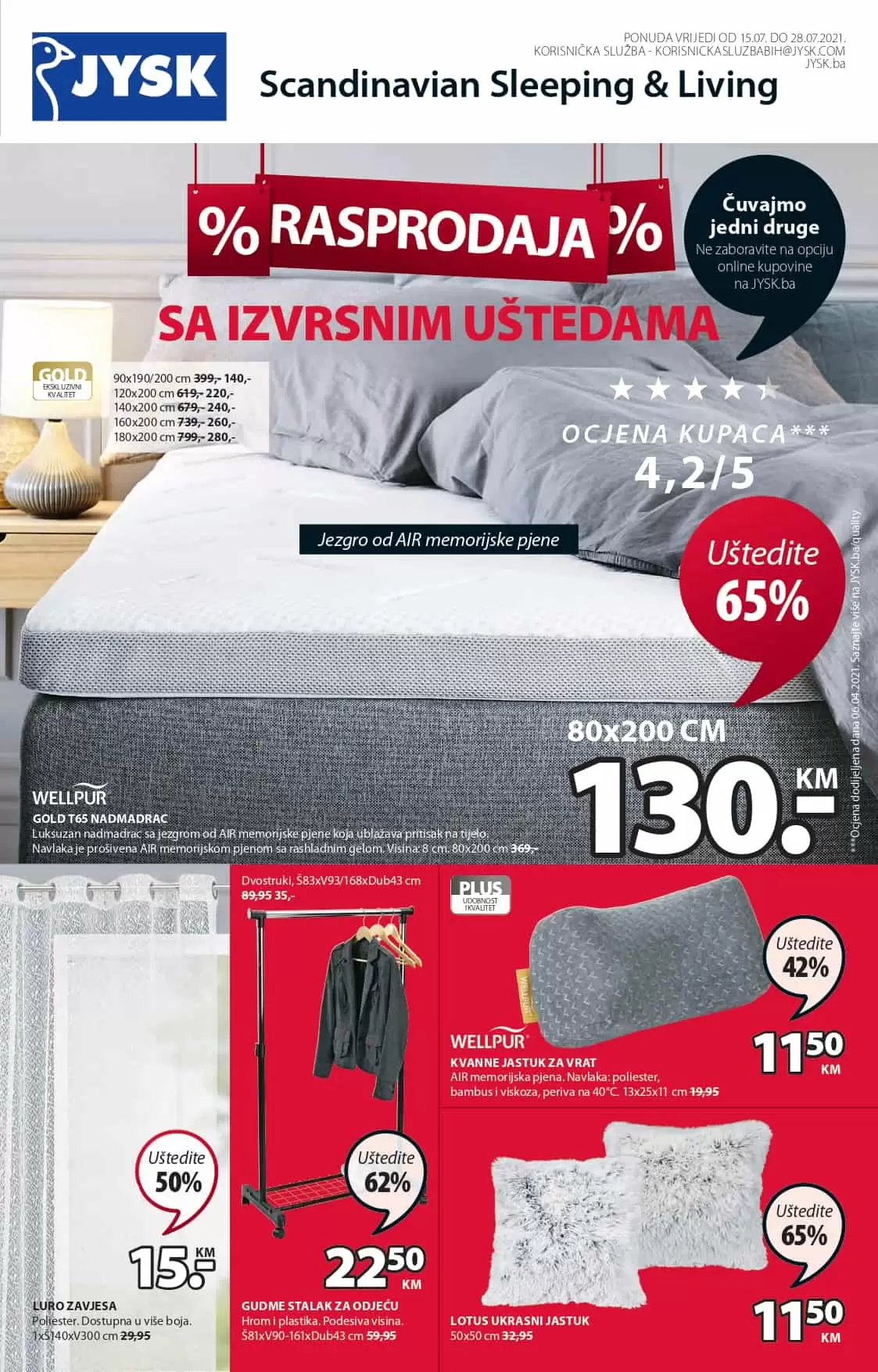 Jysk akcijski katalog. letak. snizeno. snizenje. popust. usteda. usteda novca. 