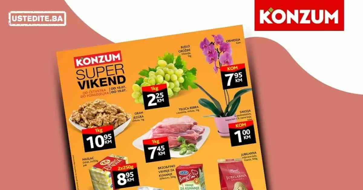 Konzum akcijski katalog. korona virus. snizenje. akcija. popusti. snizeno.