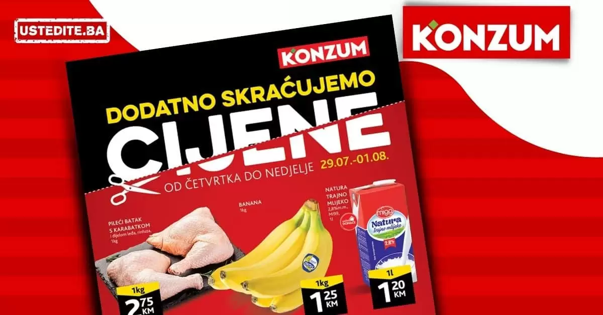 Konzum akcijski katalog. korona virus. snizenje. akcija. popusti. snizeno.