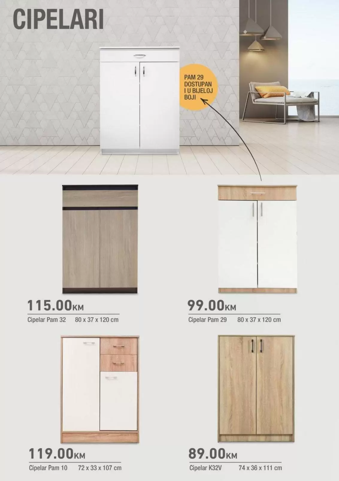 cipelar. bijeli cipelar. smedji cipelar. kuhinja. predsobolje.