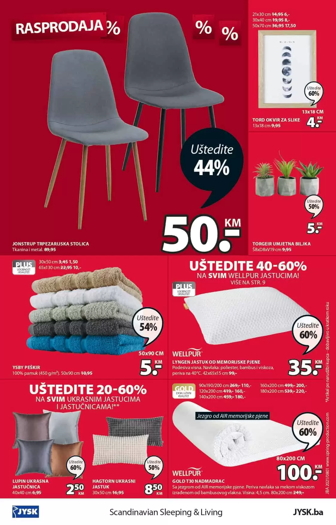 Jysk akcijski katalog. letak. snizeno. snizenje. popust. usteda. usteda novca. 