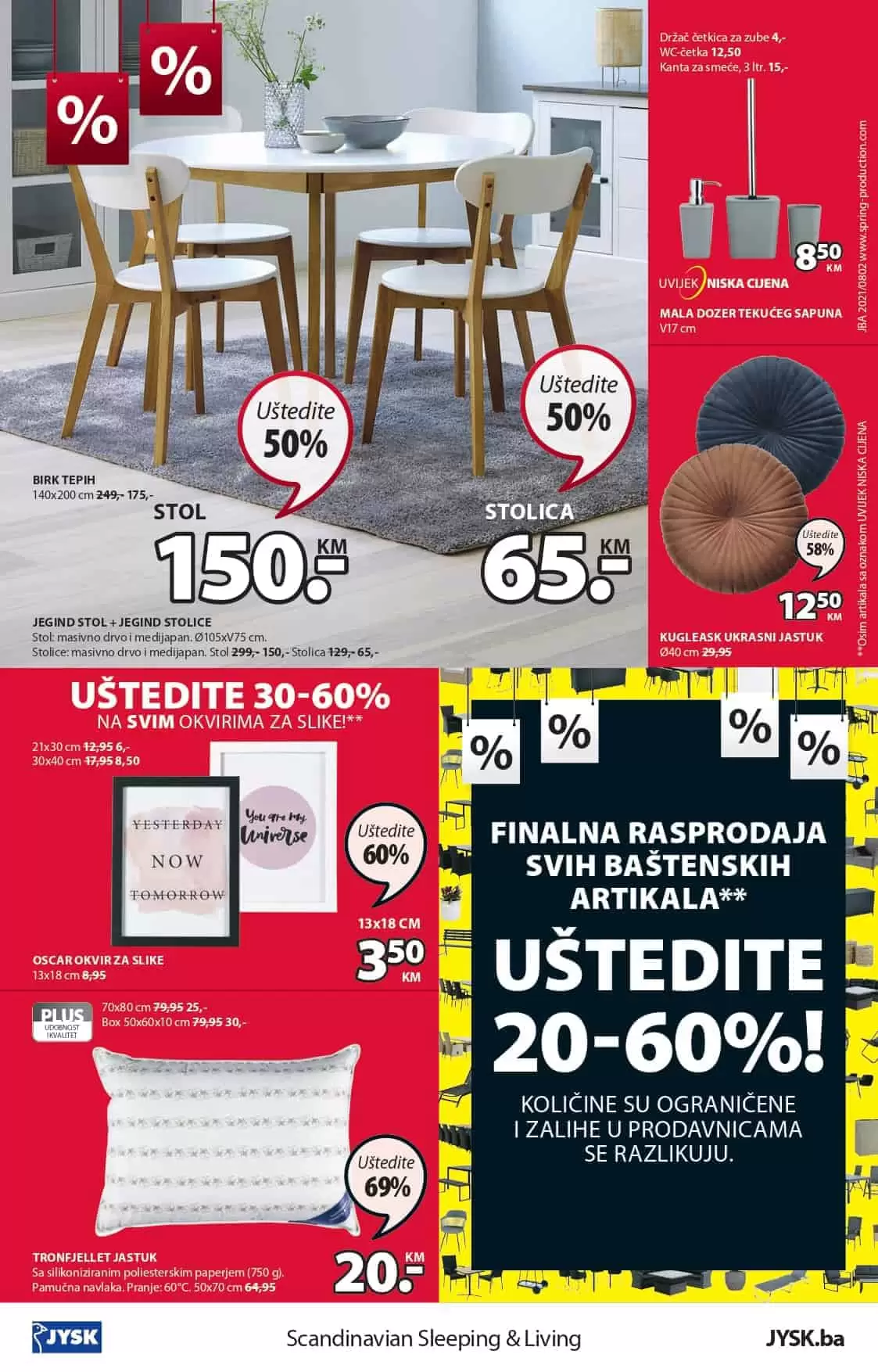 Jysk akcijski katalog. letak. snizeno. snizenje. popust. usteda. usteda novca.