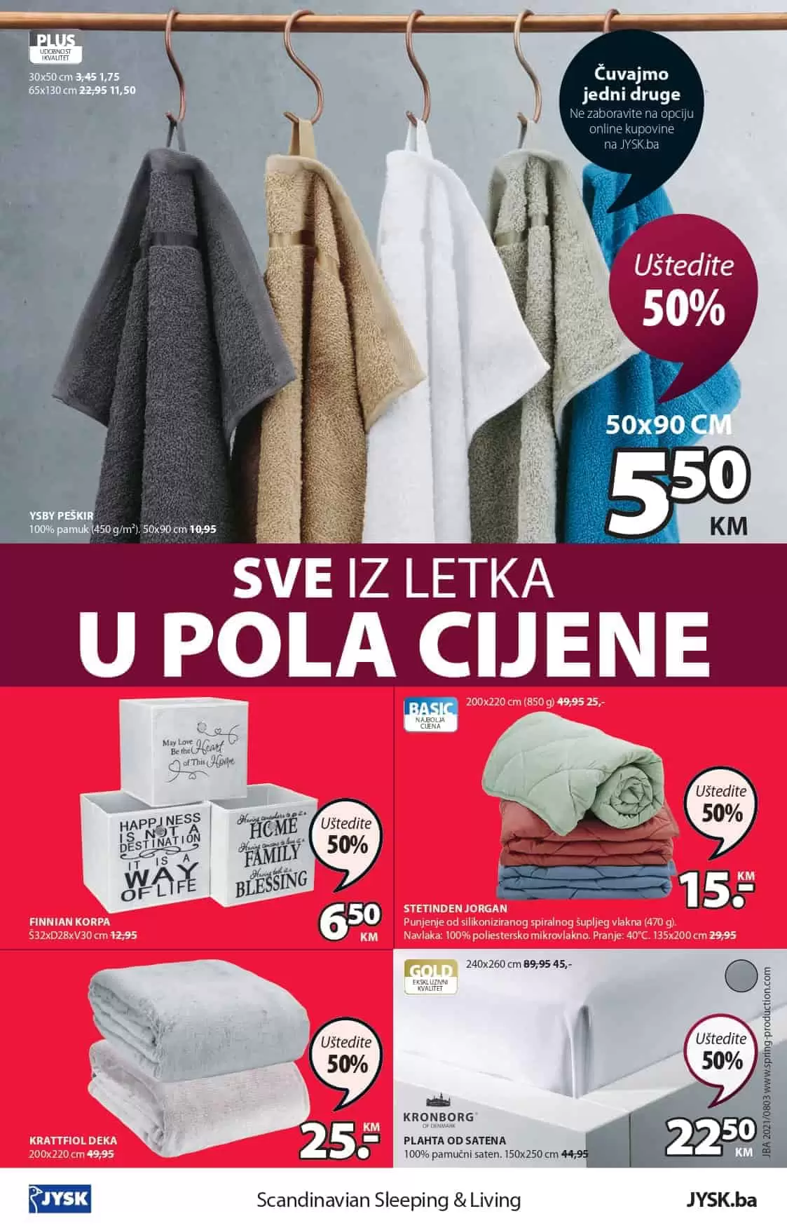 Jysk akcijski katalog. letak. snizeno. snizenje. popust. usteda. usteda novca.