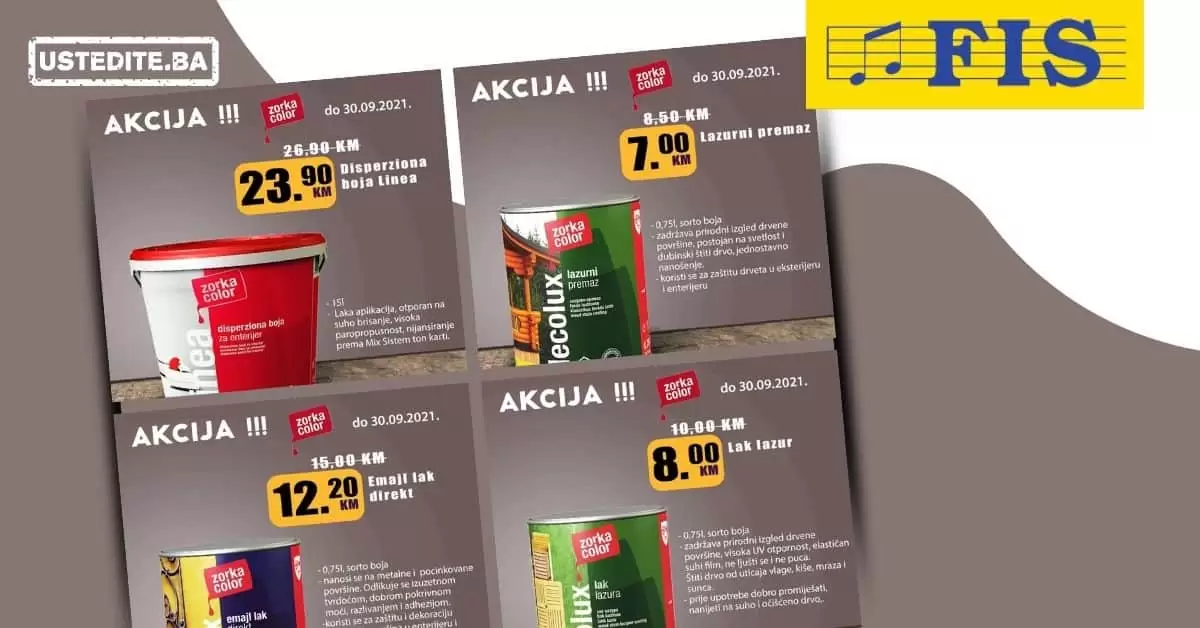 Fis sniženje boja i lakova 01-30.09.2021. godine!