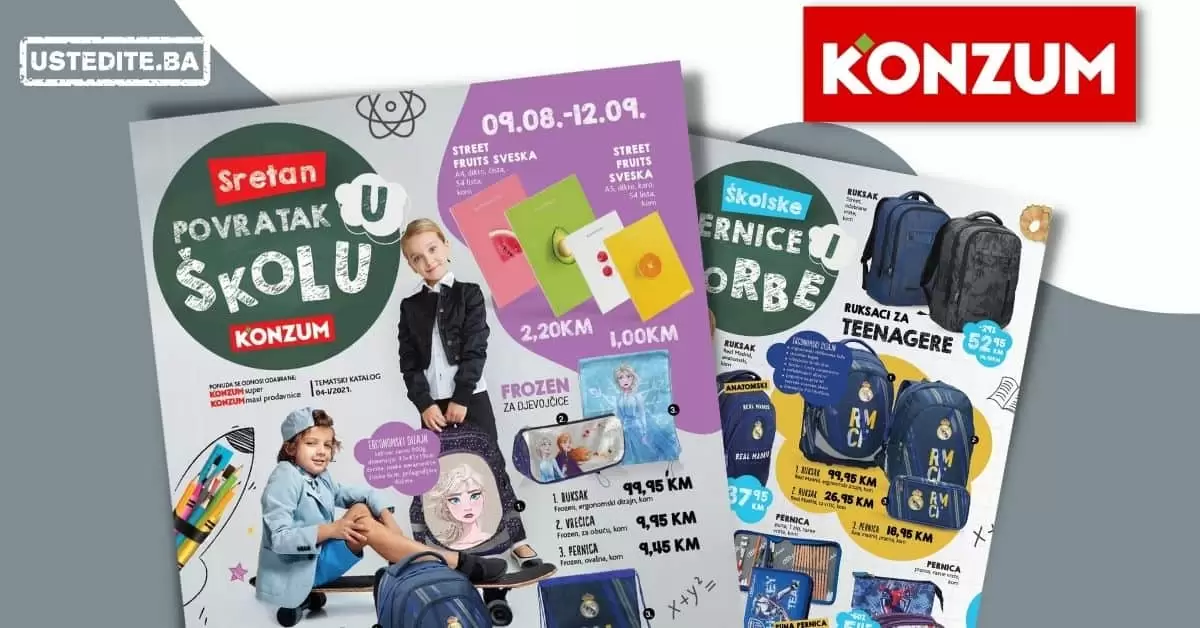 Konzum ŠKOLA akcija 09.08-12.09.2021. godine!