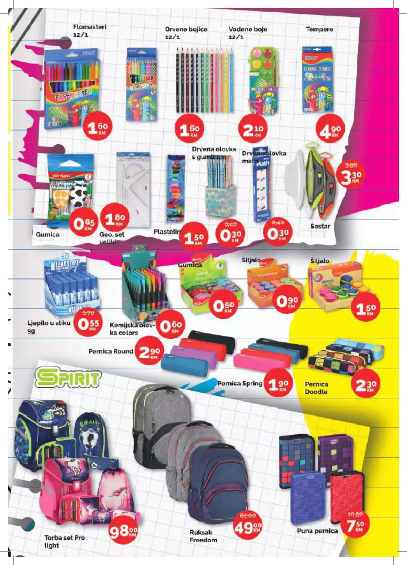 tempere, vodene bojice, pernica, sveska, sveska sa debelim koricama