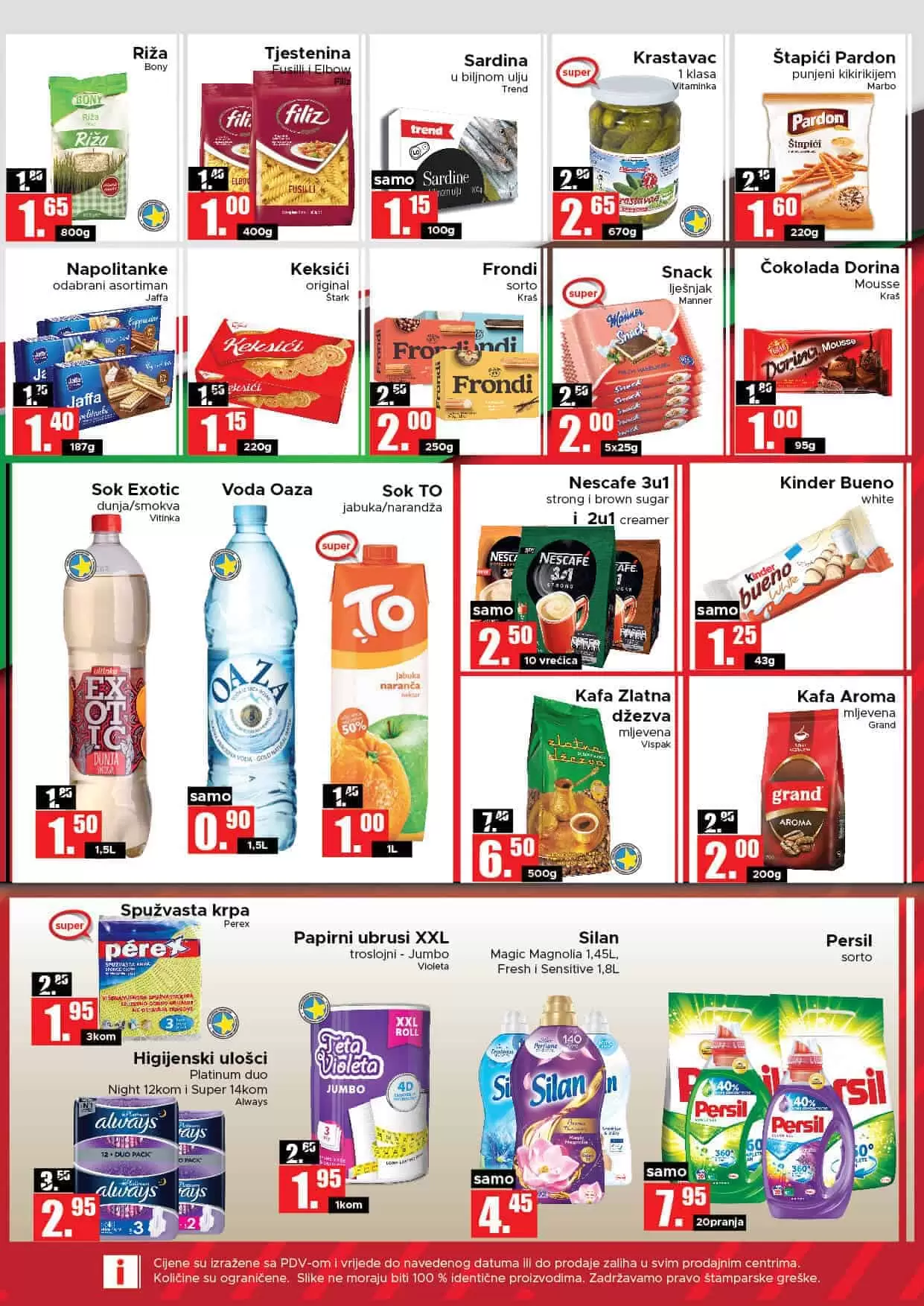 amko vikend akcija. oaza voda. teta violeta papirni ubrus, persil deterdzent 
