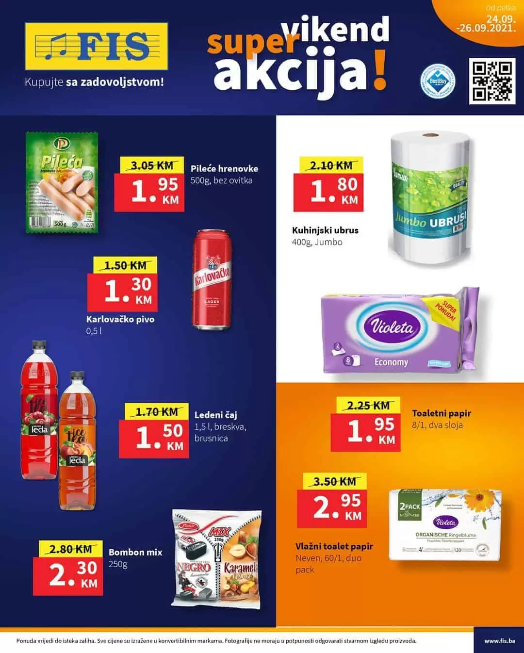 teta violeta toaletni papir, hrenovke, kuhinjski ubrus, Fis vikend akcija, vikend ponuda, snizenje, popusti