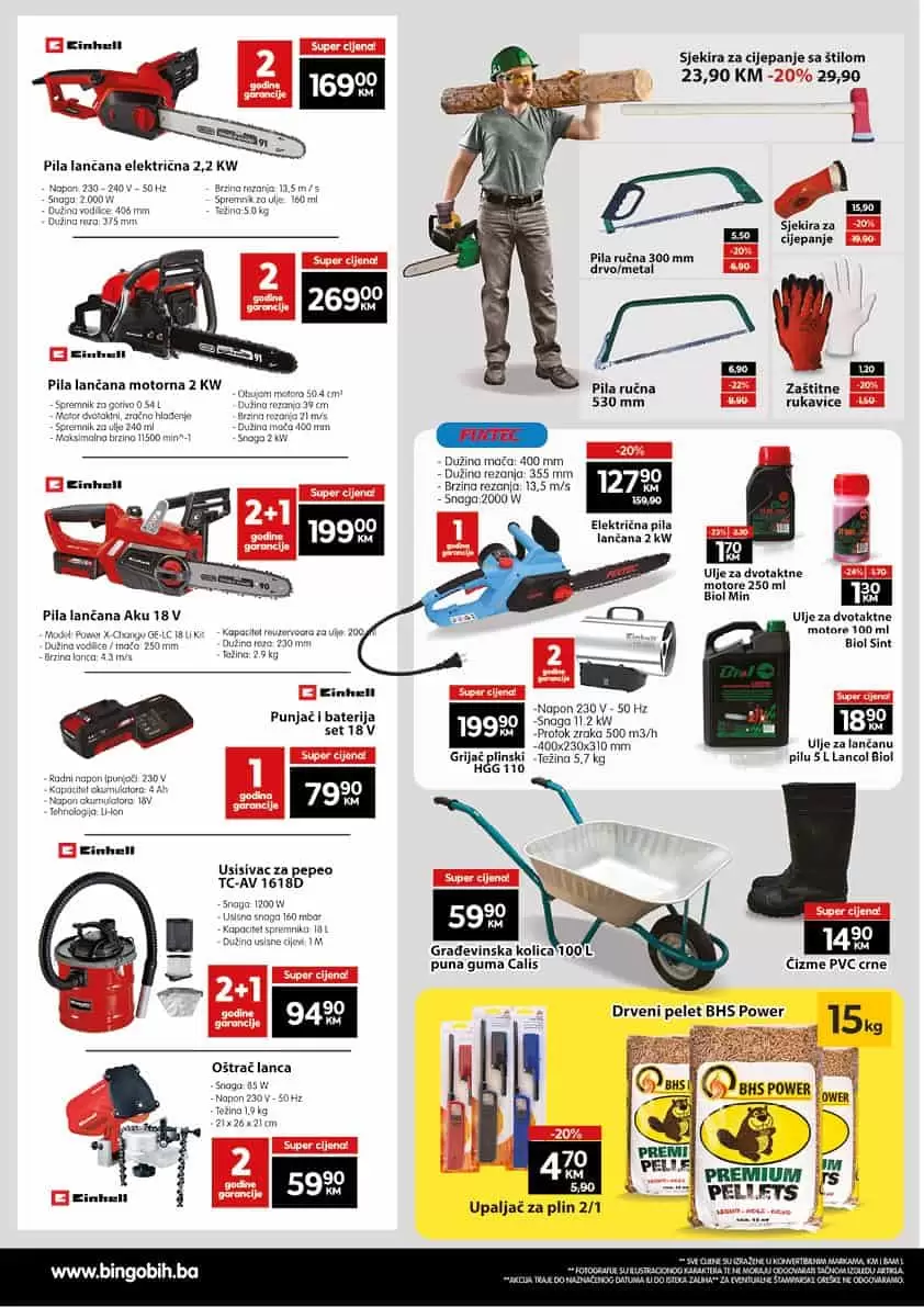 einhell, alati, elektricne pile, fixtec, punjac i baterija, sjekira sa cijepanje sa stilom, pila lancana, usisivac za pepeo