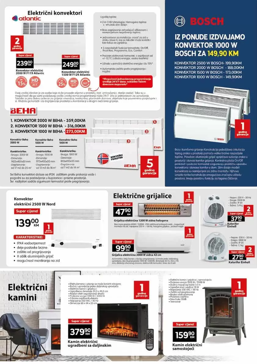 uredjaji za grijanje, kamin elektricni samostojeci, konvektor elektricni, elektricne grijalice, konvektor, 