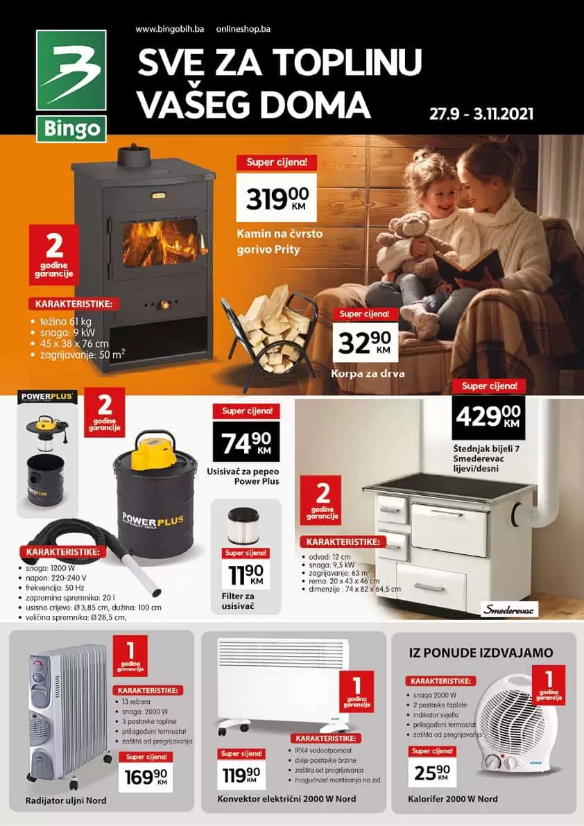 štednjak bijeli Smederevac, kamin na cvrsto gorivo, usisivac za pepeo, radijator uljni Nord, konvektor elektricni