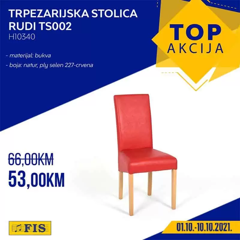 crvena trpezarijska stolica, trpezarijska stolica fis