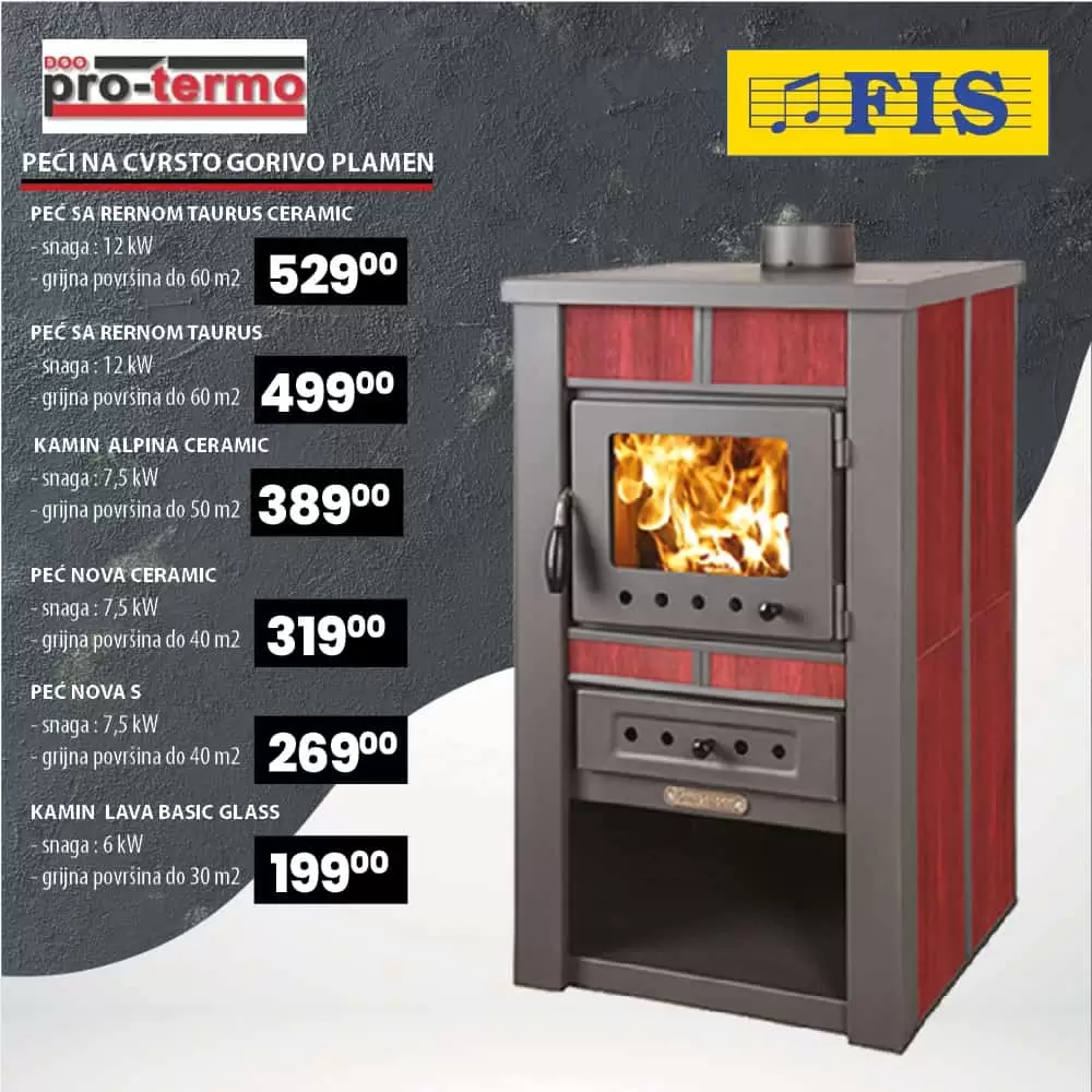 peci na cvrsto gorivo, peci sa rernom, peci sa rernom cijena, kamin lava basic, kamin cijena, fis akcija, fis popusti, fis katalog