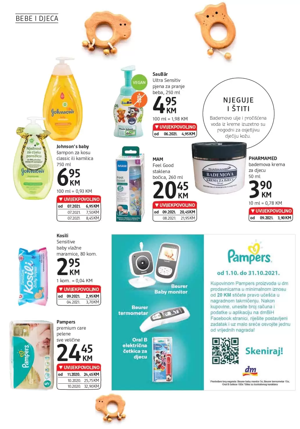 kozmetika za bebe, SauBär Ultra Sensitiv pjena za pranje, ulje za bebe, sapun za bebe, Johnson's baby šampon za kosu, PHARMAMED bademova krema