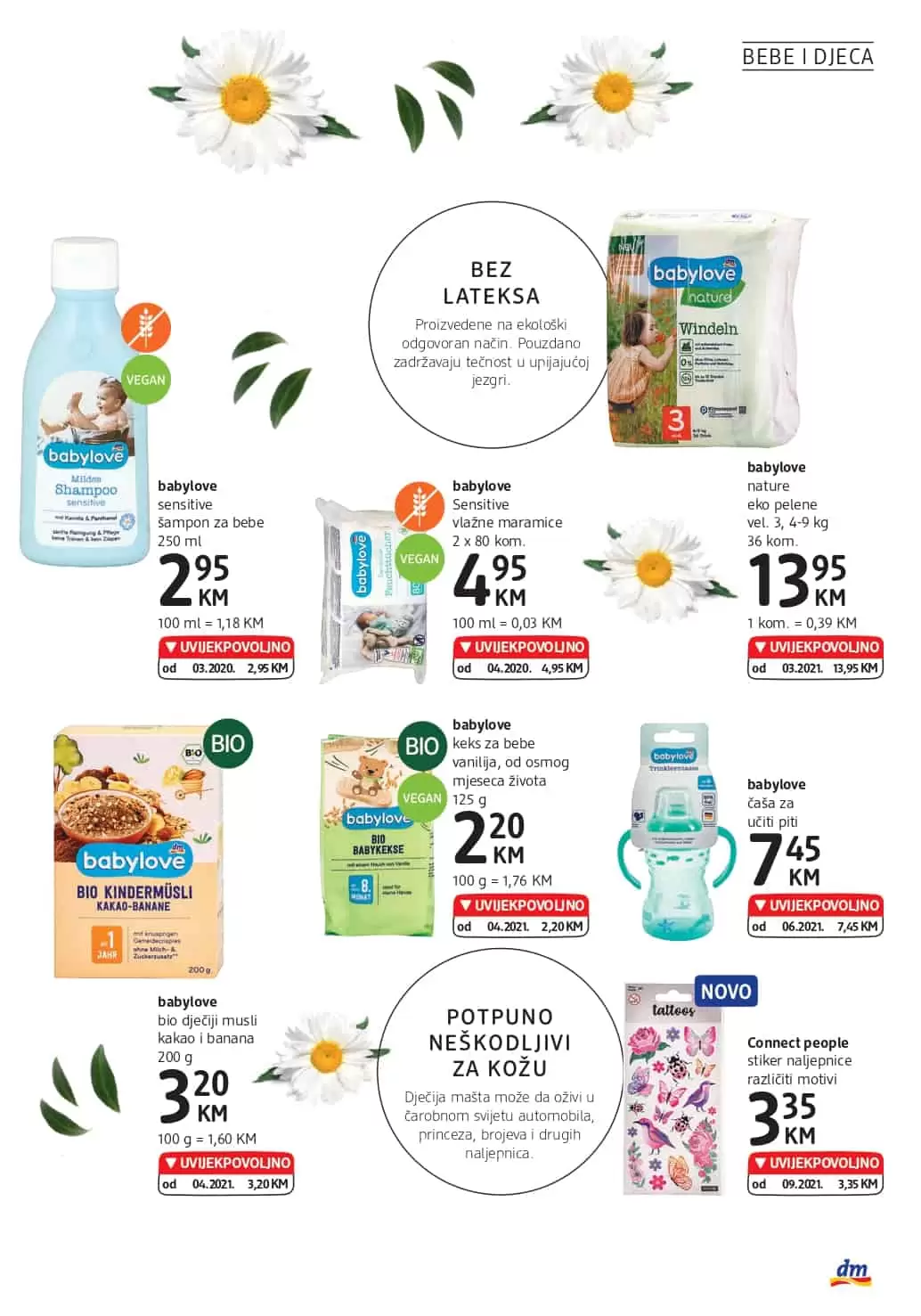 babylove sensitive šampon za bebe, babylove čaša za učiti piti, babylove nature eko pelene,