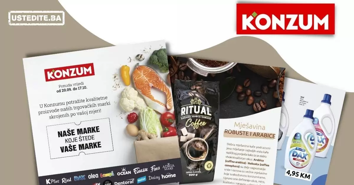 Naše marke koje štede vaše marke! Konzum kataloška akcija 20.09-17.10.2021. godine!