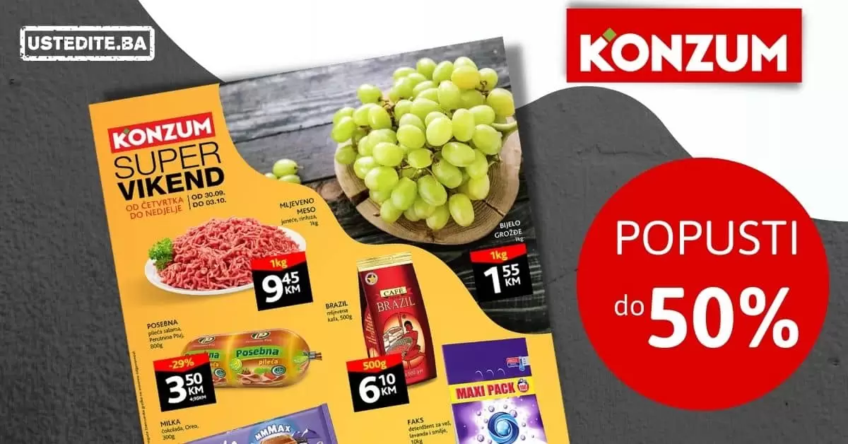 Konzum vikend akcija 30.09-03.10.2021. godine
