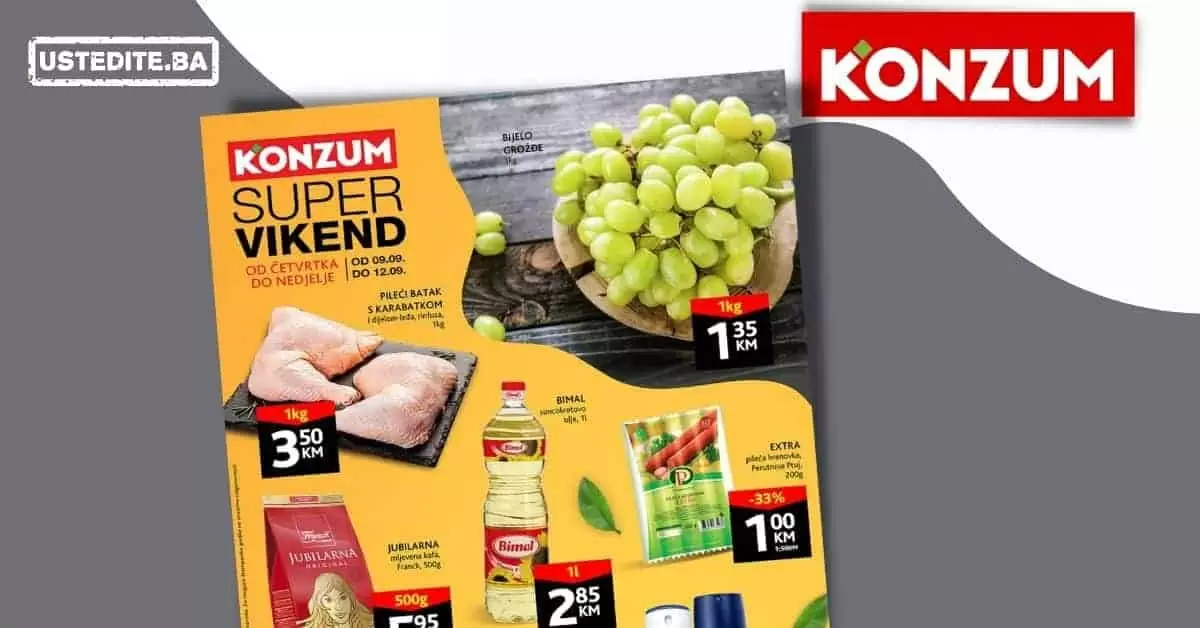 Konzum vikend akcija 09-12.09.2021. godine