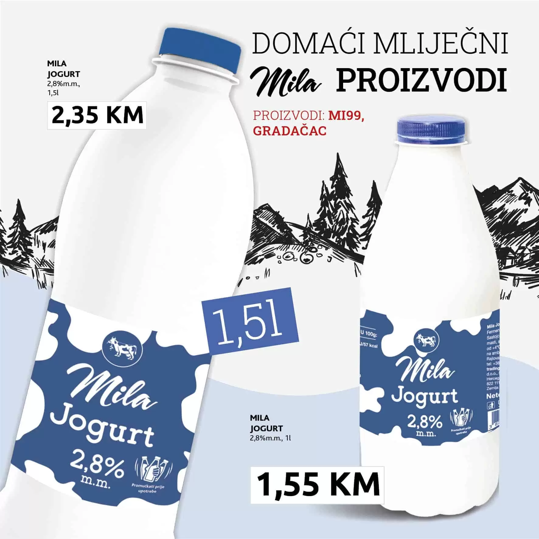 mila jogurt, 2,8% mlijecne masti