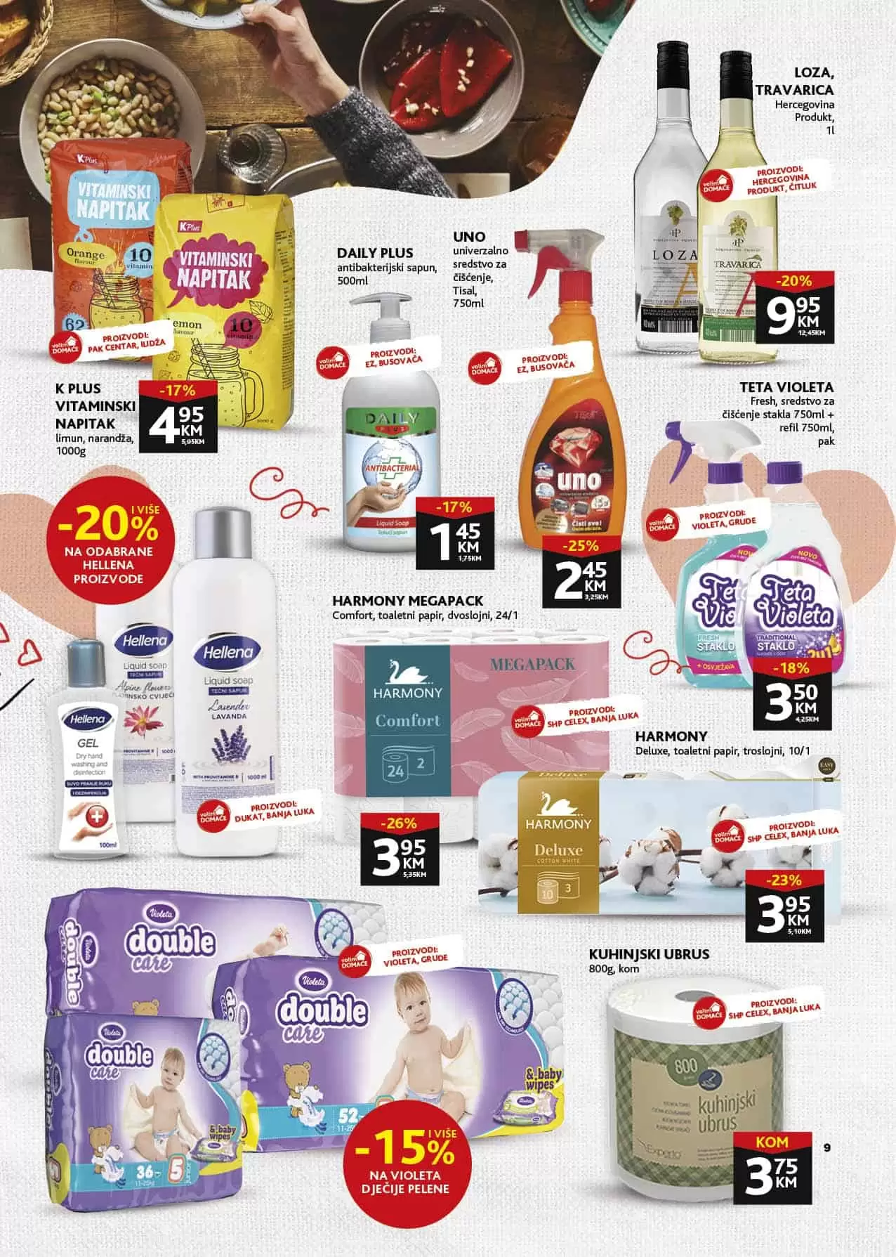 harmony toaletni papir, teta violeta sprej za stakla